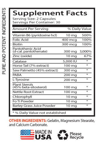 Natural Hair Restoration – Anti-Gray Hair 1200mg – Saw Palmetto Extract 1 Bottle