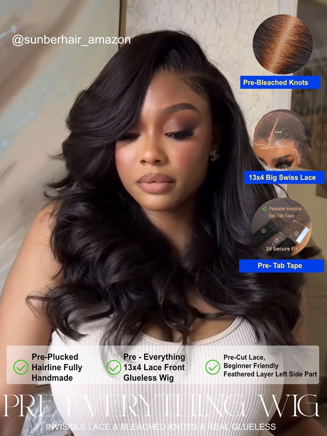 200% Density Body Wave Lace Front Wig – 20″ Feathered Layer, Glueless, Pre-Pluck