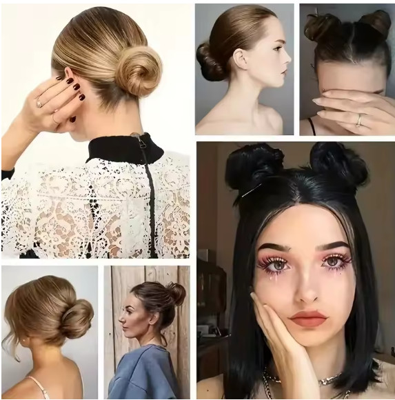 Synthetic Messy Dount Hair Buns Updo Chignon With Elastic Hair Exension for Wome