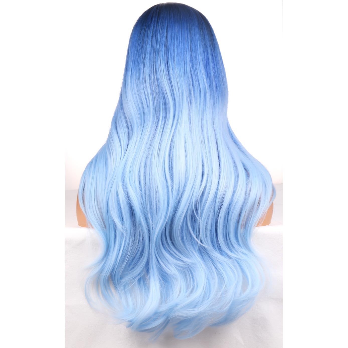 Blue Wigs Long Wavy Wig for Women Girls Blue Ombre Colored Heat Resistant Syn…