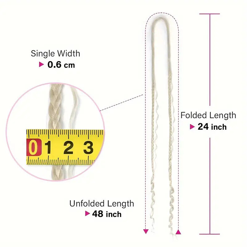 24″ Boho Braids Double Ended Dreadlocks Extension Curly Box Braids Locs DE Dread