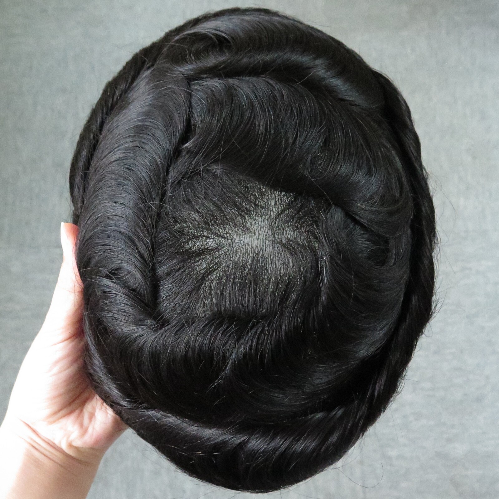 Toupee For Men Human Super Thin Skin V Looped Men Hairpiece Wig Black Colored NG