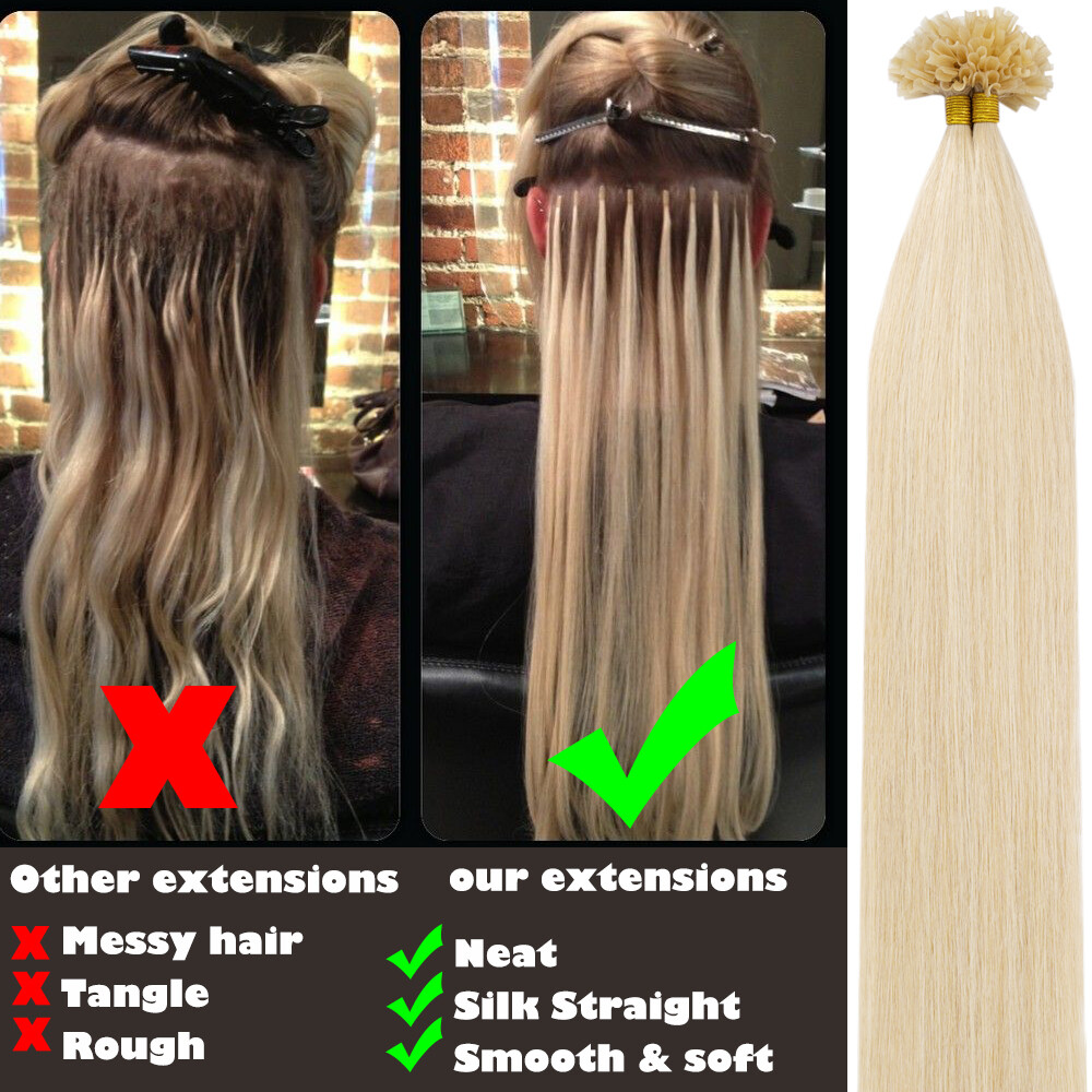 US CLEARANCE Pre Bonded Keratin THICK Nail U Tip Human REAL Hair Extensions 400S
