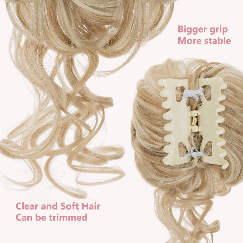 Real As Human Messy Bun Chignon Claw Clip in Hair Extensions Thick Scrunchie 65g