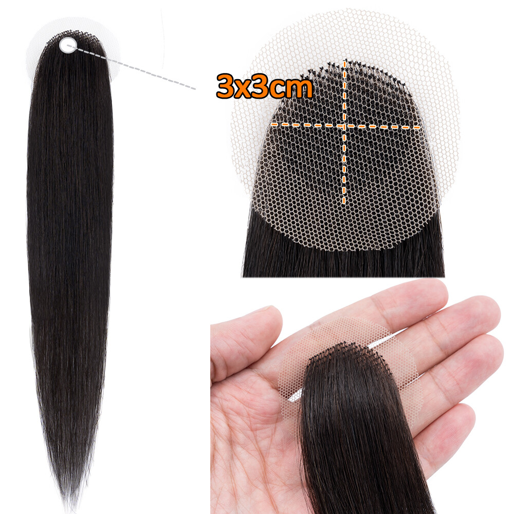 Full Lace Cover-up Tape Human Hair Patches Hairpiece for Alopecia Areata 8″ 18″