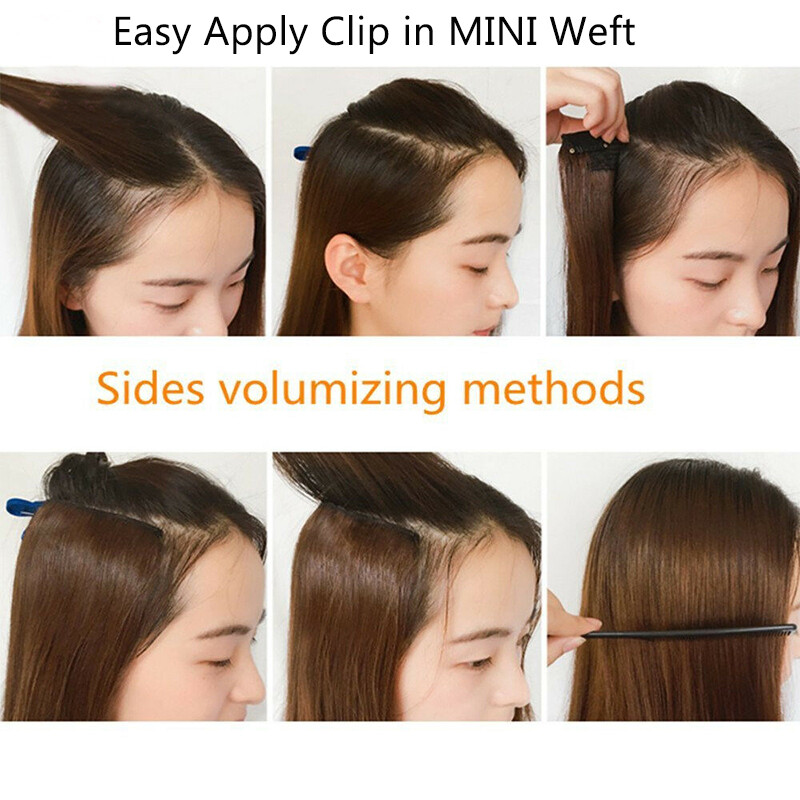 4″6″8″10″12″ Short Mini Clip In 100% Remy Human Hair Extensions One Piece Weft