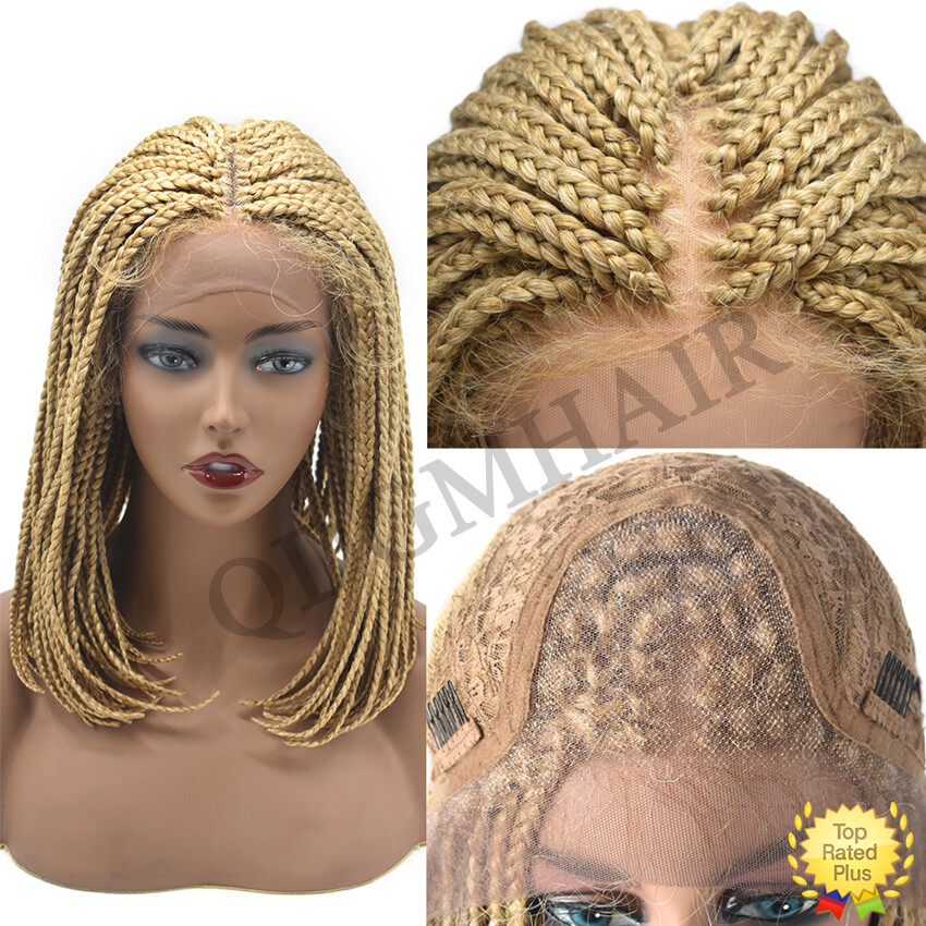 Swiss Lace Front Box Braids Cornrow Short Wig with Baby Hair for Black Women US
