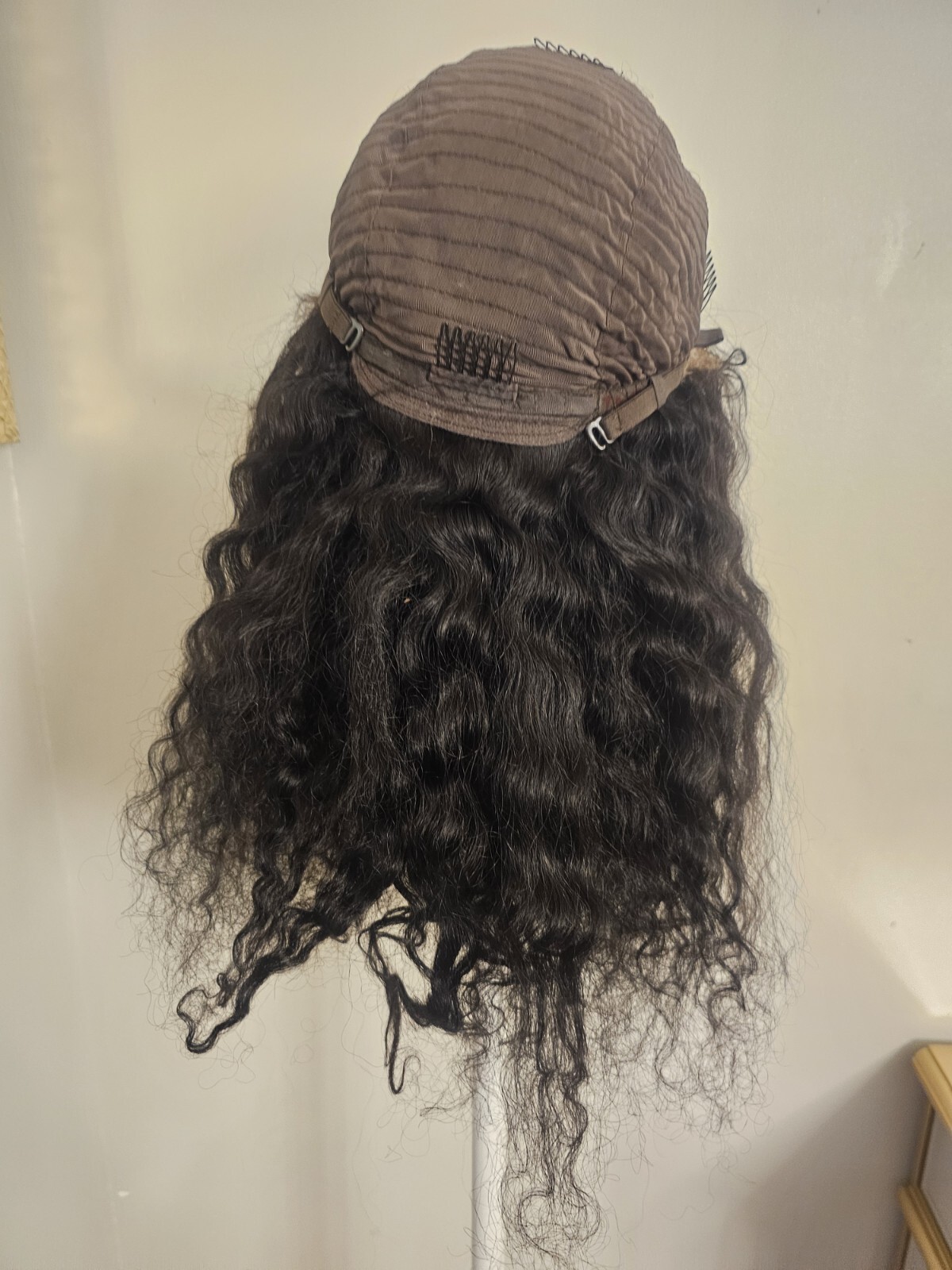High Quality regular Top Black 20″ curly 150% Virgin Human Hair Lace Wig