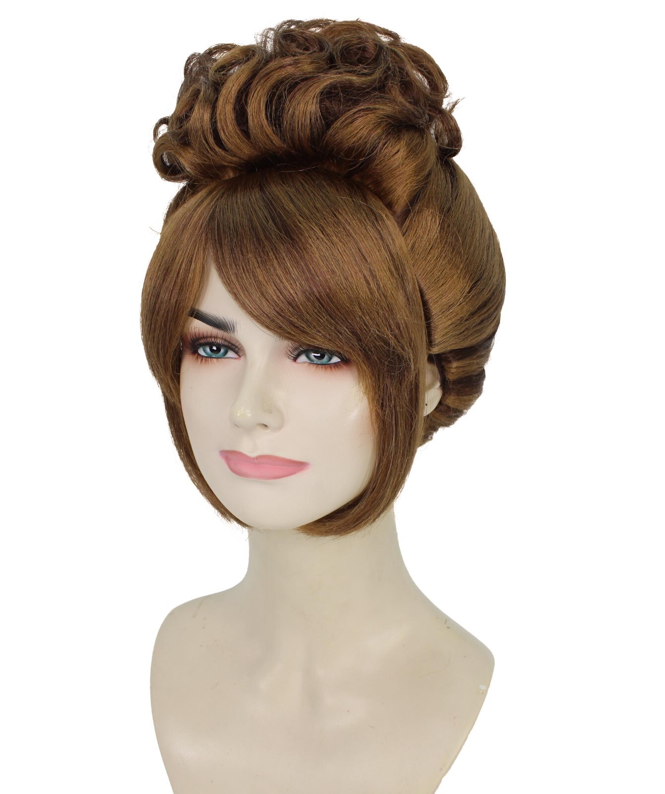 HPO Adult Women’s Dark Brown Beehive Wig with Light Brown Highlights,HW-7157