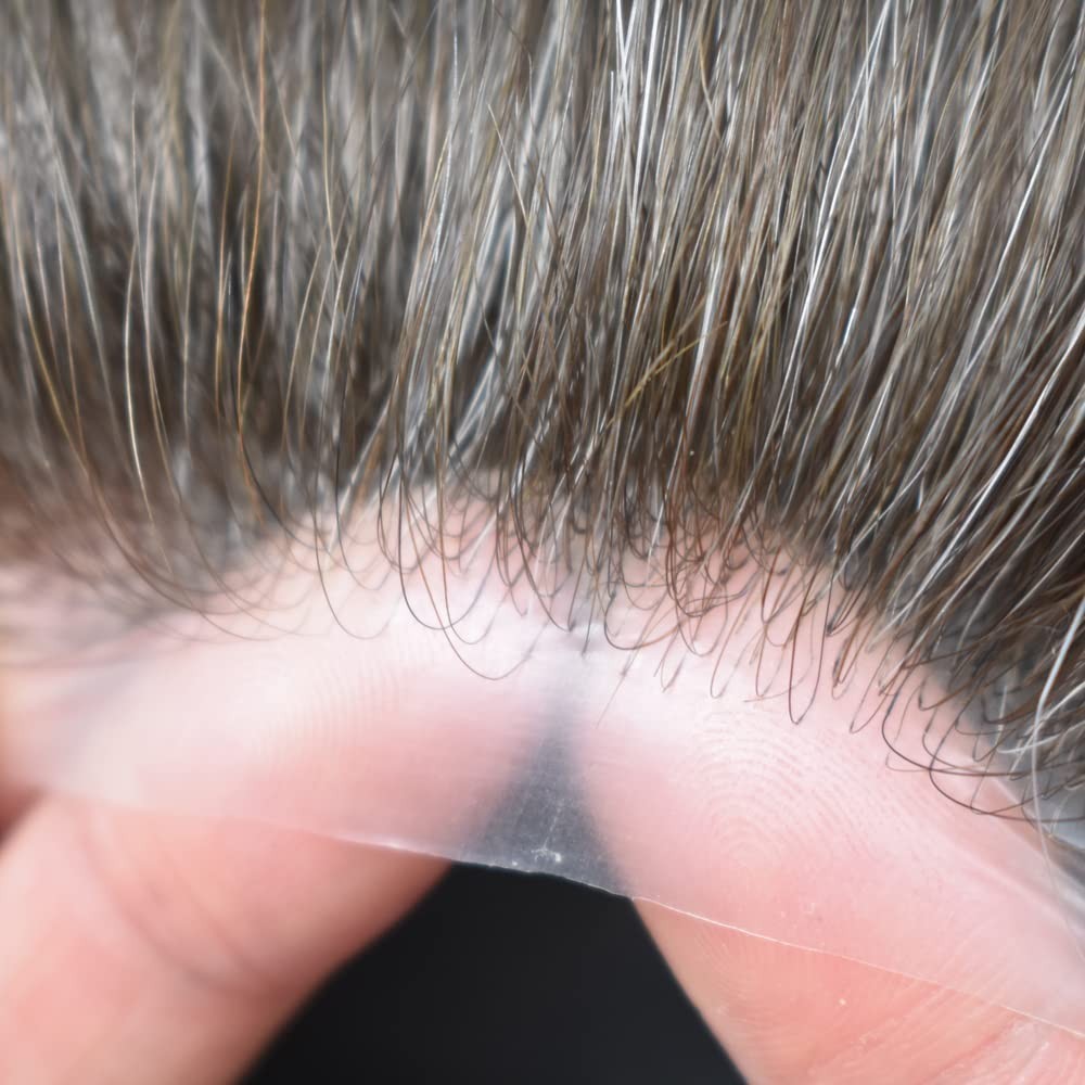 THIN SKIN Mens Toupee HumanHai Replacement Full Poly Skin PU System Wig for Men