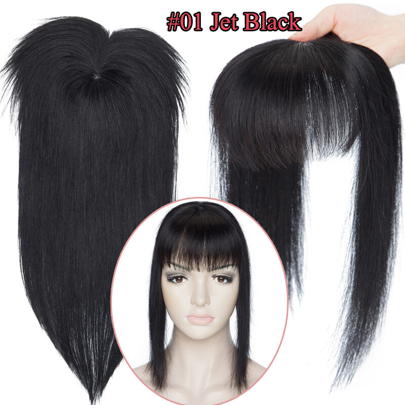 Natural Clip In Human Hair Topper Hairpiece Toupee Wigs Bangs For Thinning Hair
