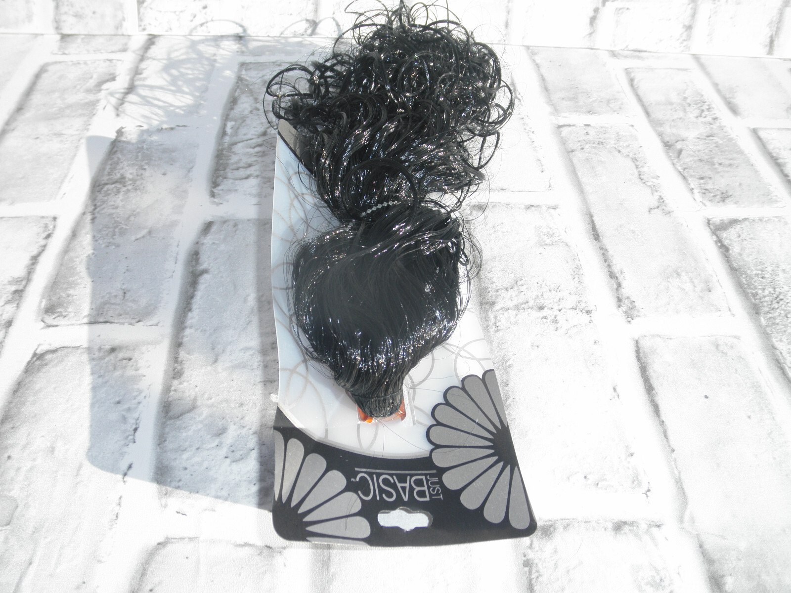 NEW JUST BASIC SYNTHETIC BLACK JAW CLAW CLIP CURLY PONY TAIL HAIR EXTENSION 11″
