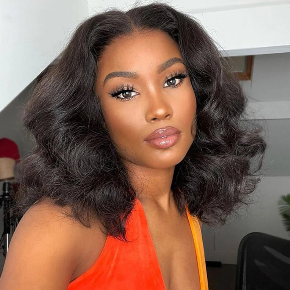 Body Wave Short Bob 4×4 Closure Wig Lace Front Human Hair Wigs Pre Plucked