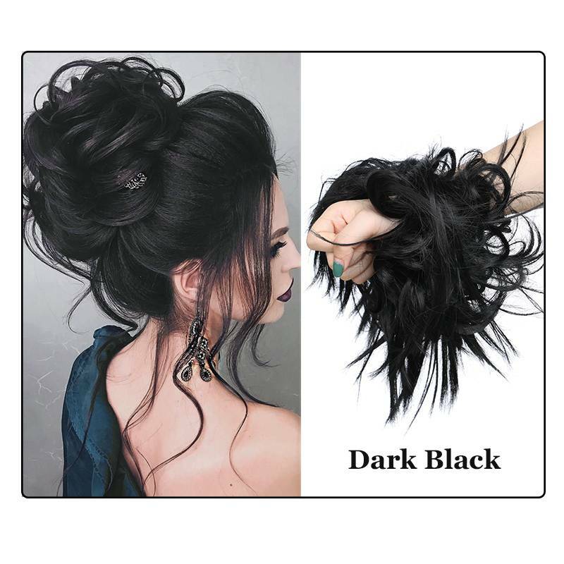 7″ Messy Bun Hair Piece Scrunchies Updo Real Thick Hair Extensions as Human Hair