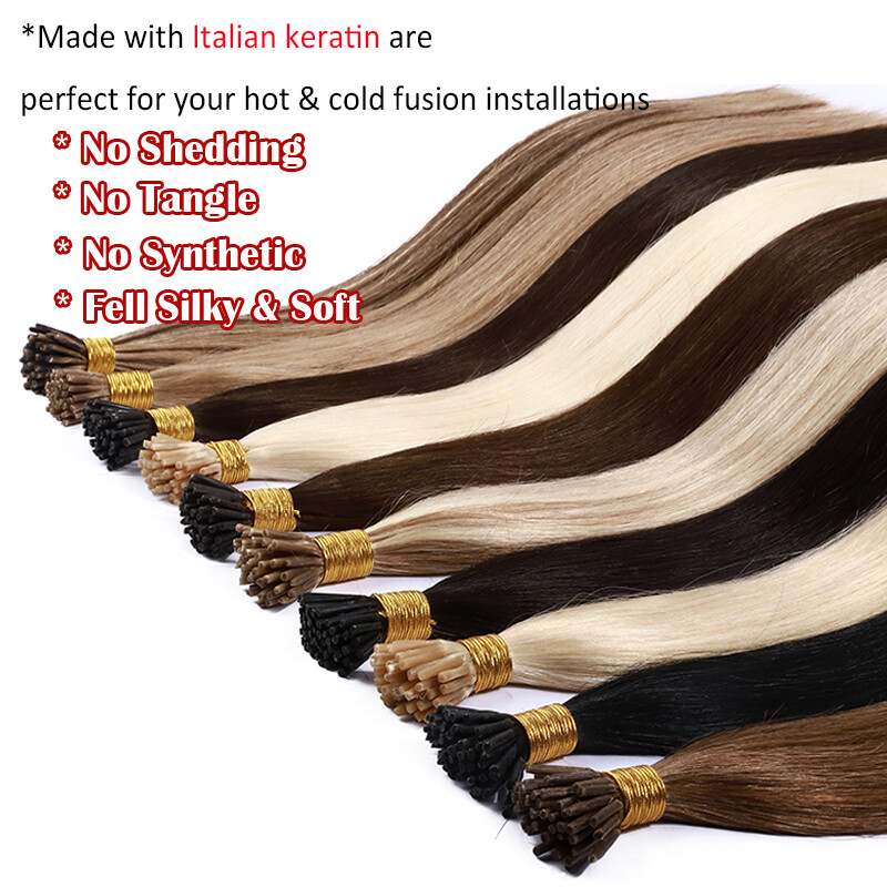 THICK 1g/s Keratin Stick I-Tip Fusion Remy Human Hair Extensions Double Drawn US