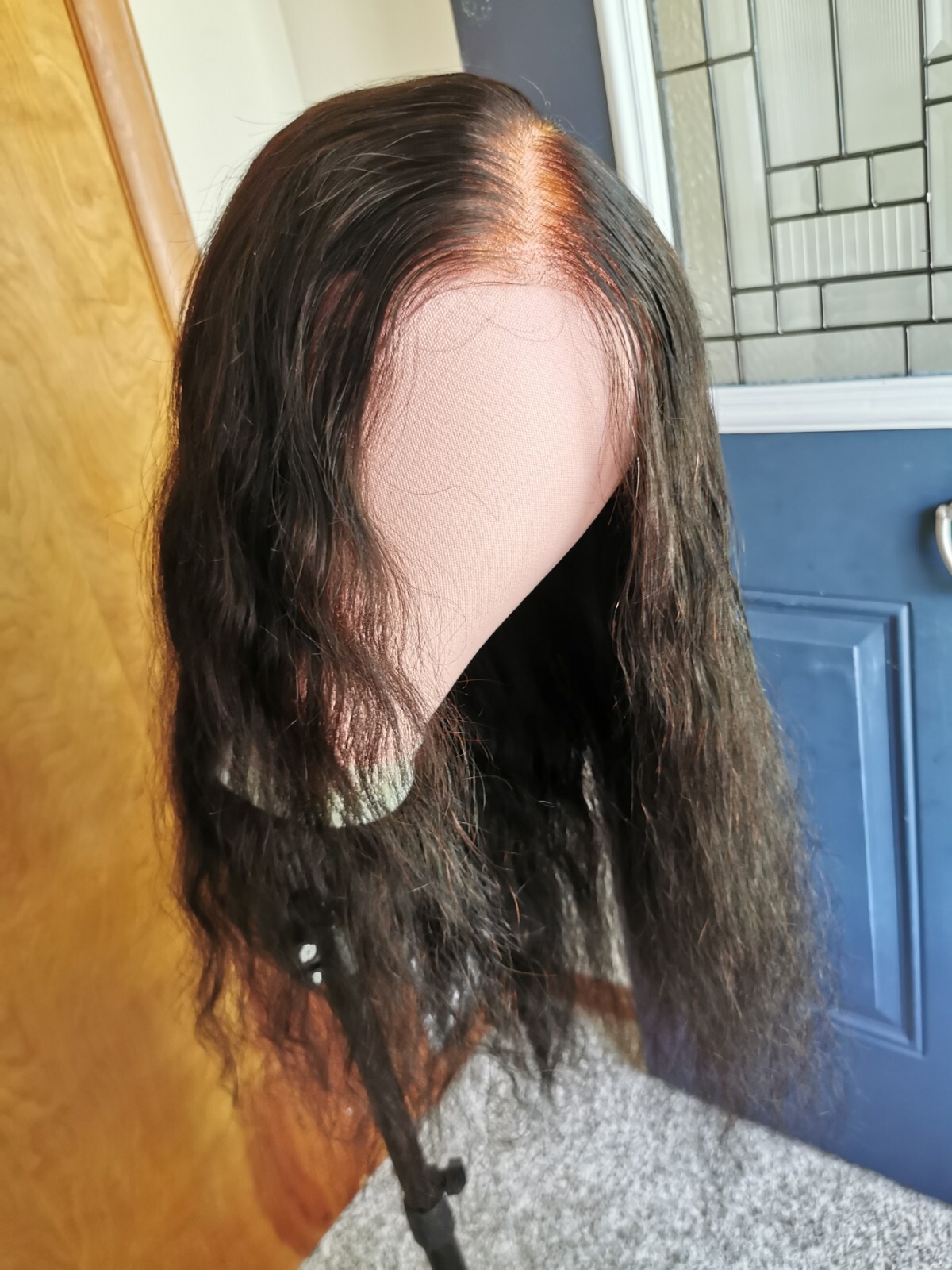 Bleached Knots High Quality Sexy 26”’ Virgin Human Hair Front Lace Wig 1B