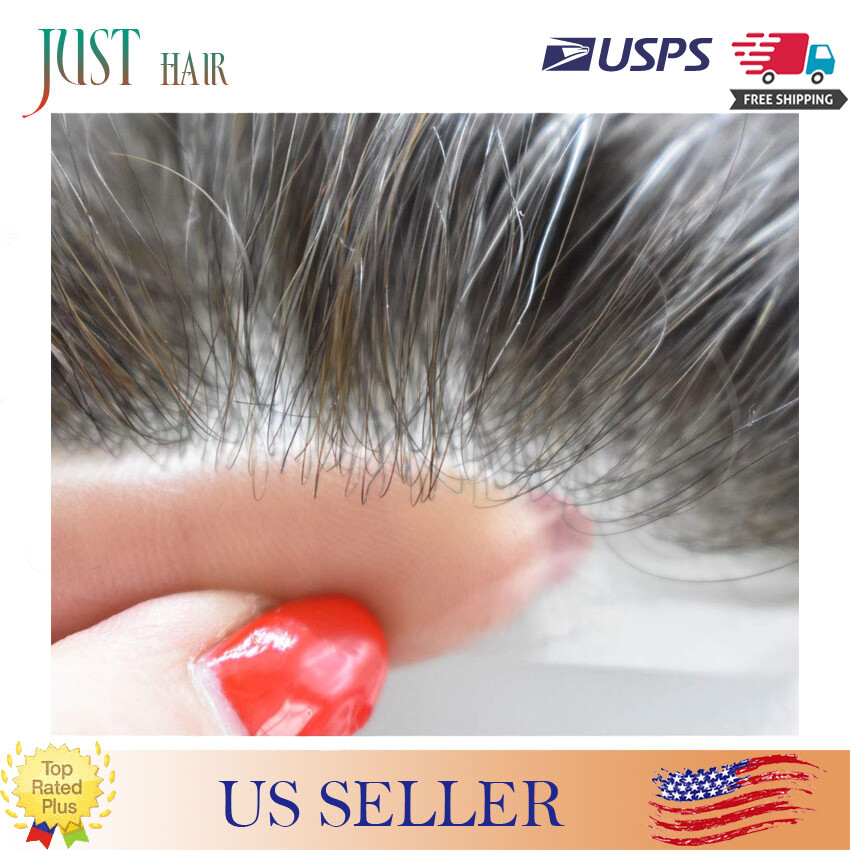 Mens Toupee French Lace Poly Around Skin Hairpiece Human Hair Replacement System