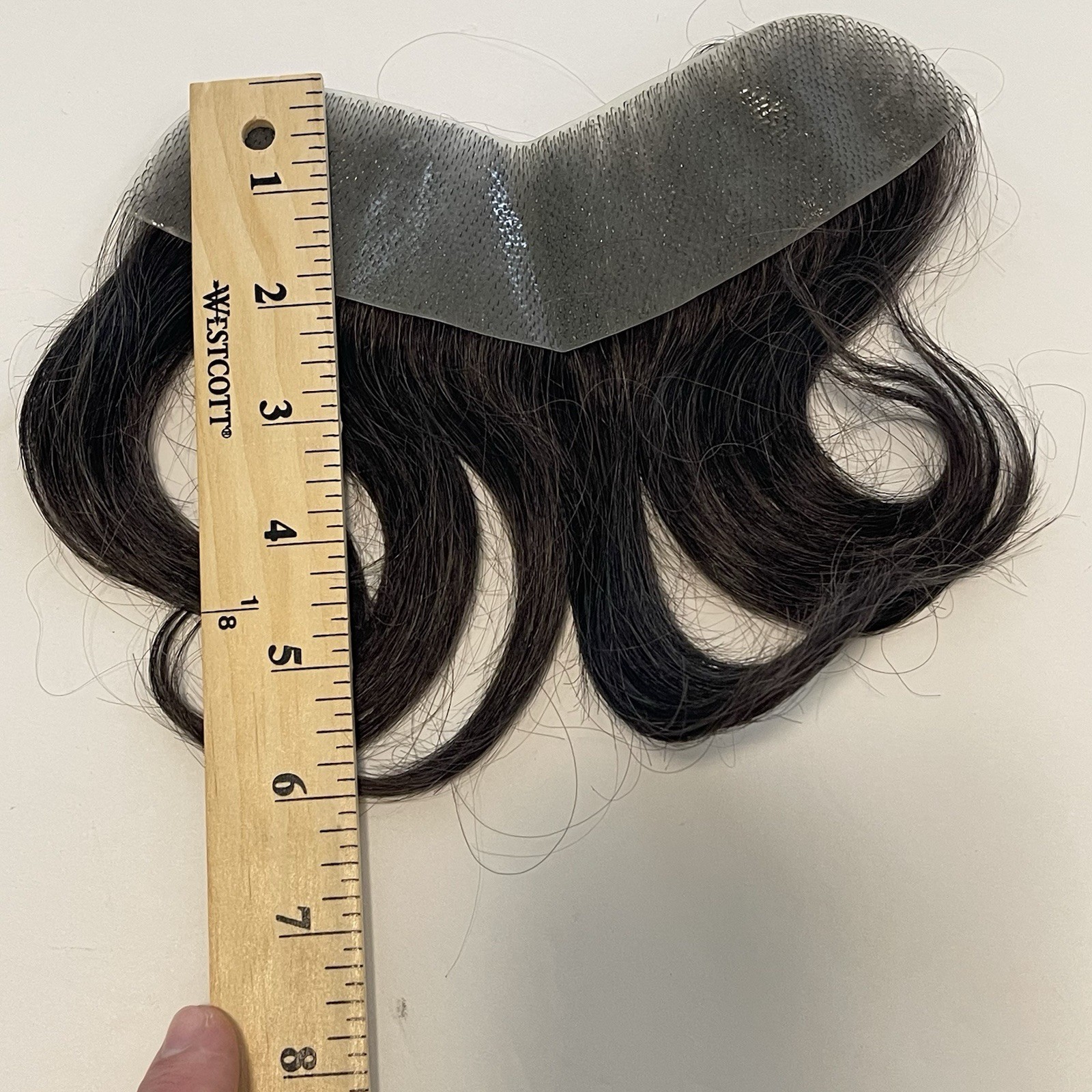 Mens Toupee Hairpiece Forehead Hairline Human Hair Replacement Front Med Brown 4