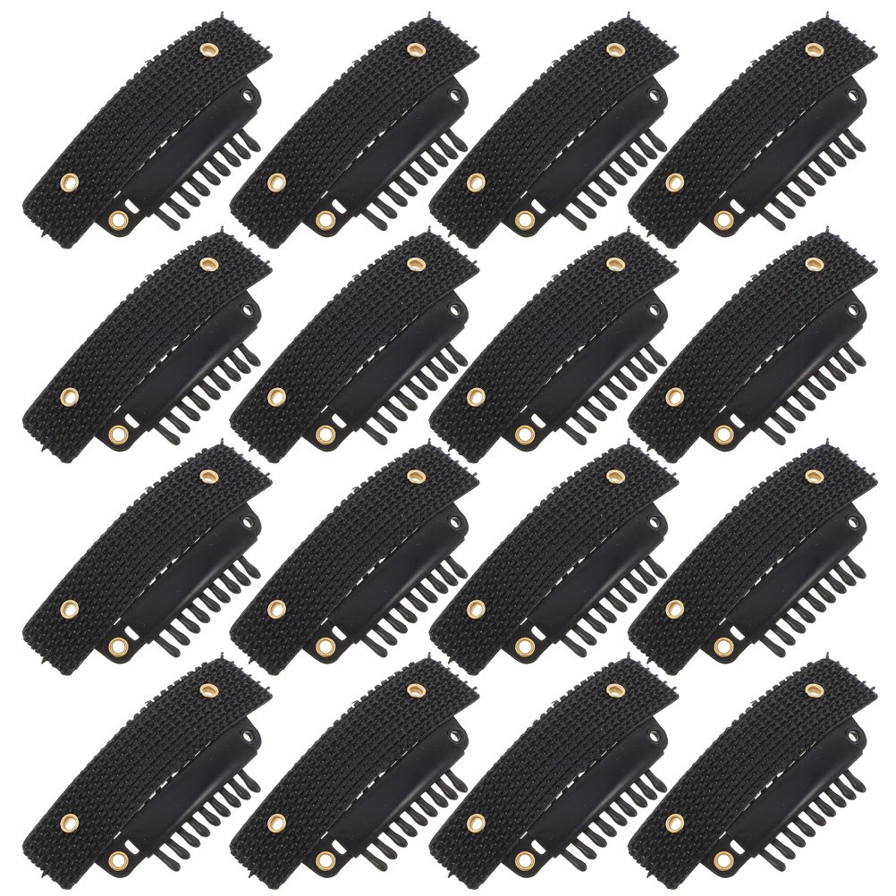 50Pcs Peel and Stick U Shape Snap Wig Clips Durable Plastic Metal Black