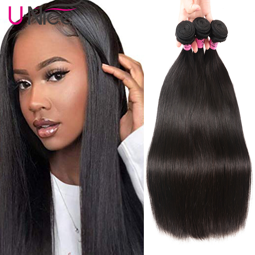 UNice Hair Indian Straight Bundles Human Hair Extensions Virgin Hair Weaves Weft