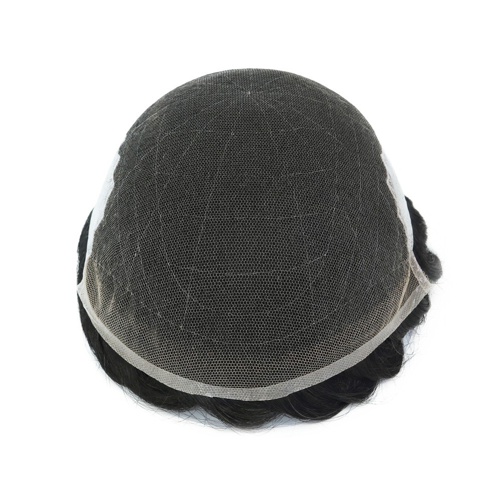 Toupee For Mens Human Hair Replecement System Lace Skin Hairpieces Black Hair Q6