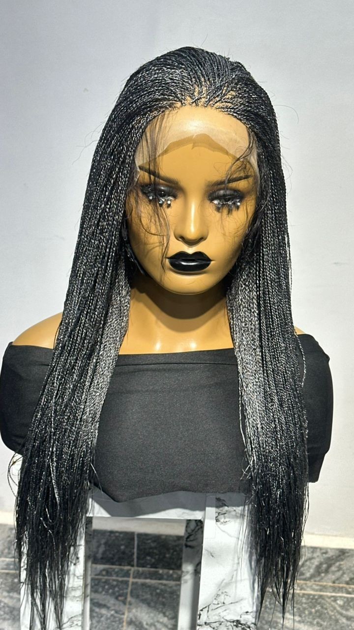 Full Lace Micro Twist Salt And Pepper 22 Inches With Baby Hair
