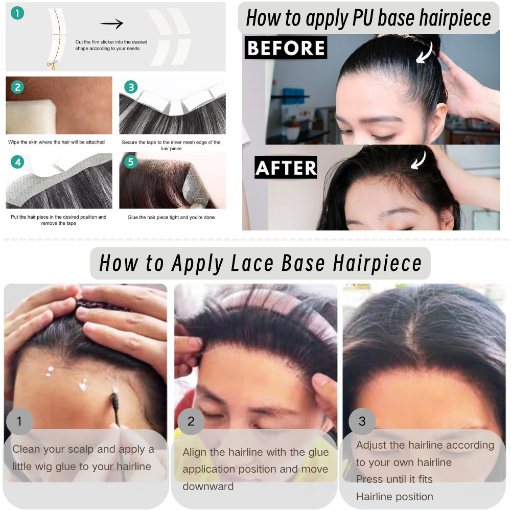 Hand-Tied Front Hairline Human Hair Patches Hairpiece Topper Full Lace For Women