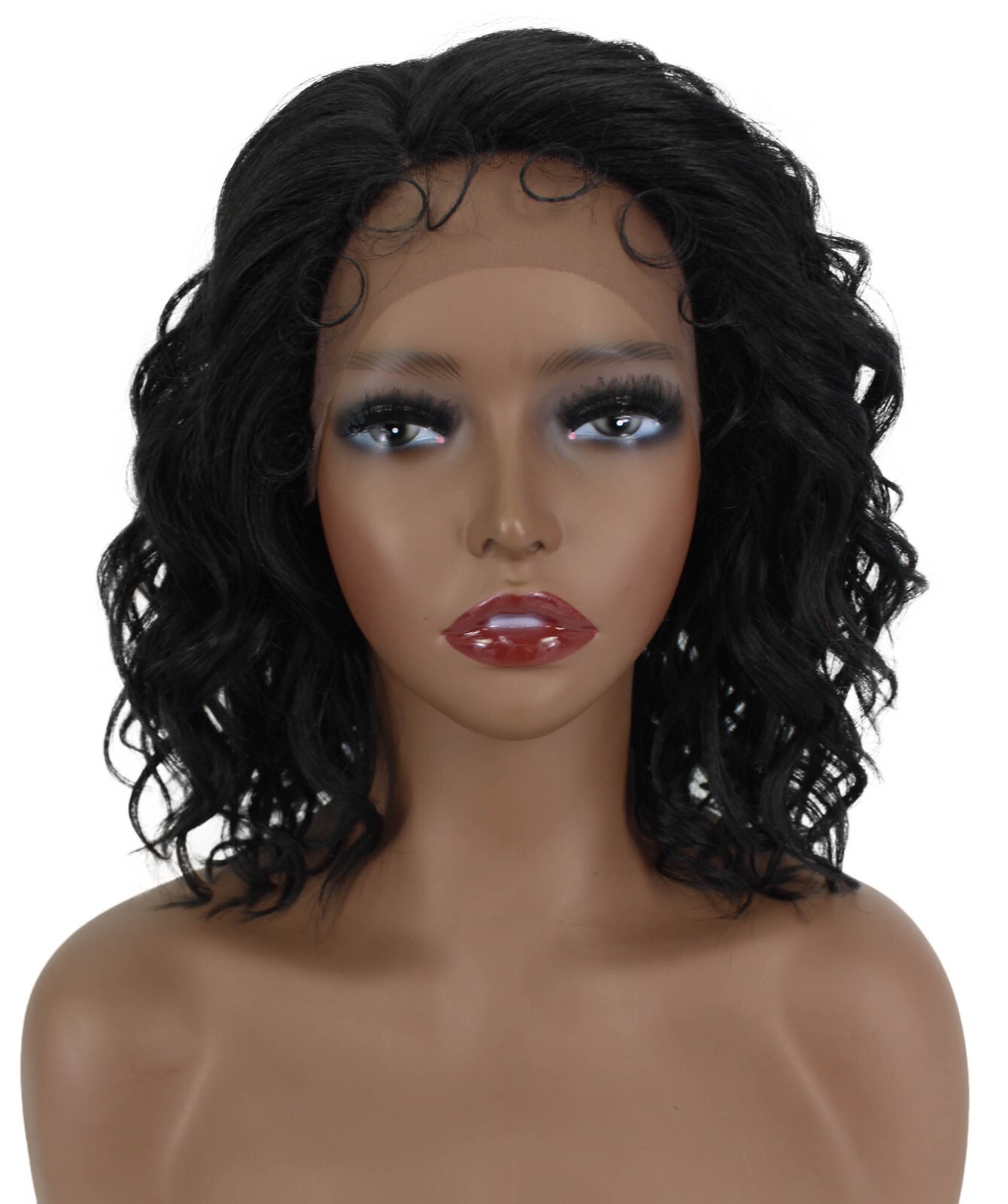 LUXLUXE Khadija 14″ Layered Wavy 3.25″ L Side Parting HD Lace Front Wig,BL-0168