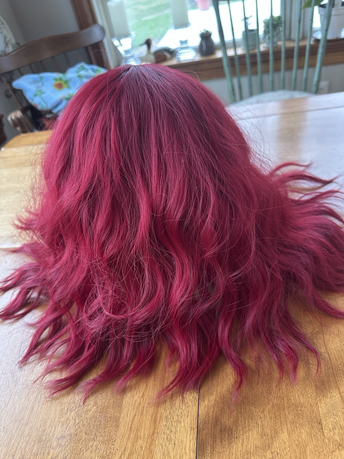 Magenta Pink Wefted Wig Bangs Wavy Hair Bob Cut Cosplay or Just for Fun!