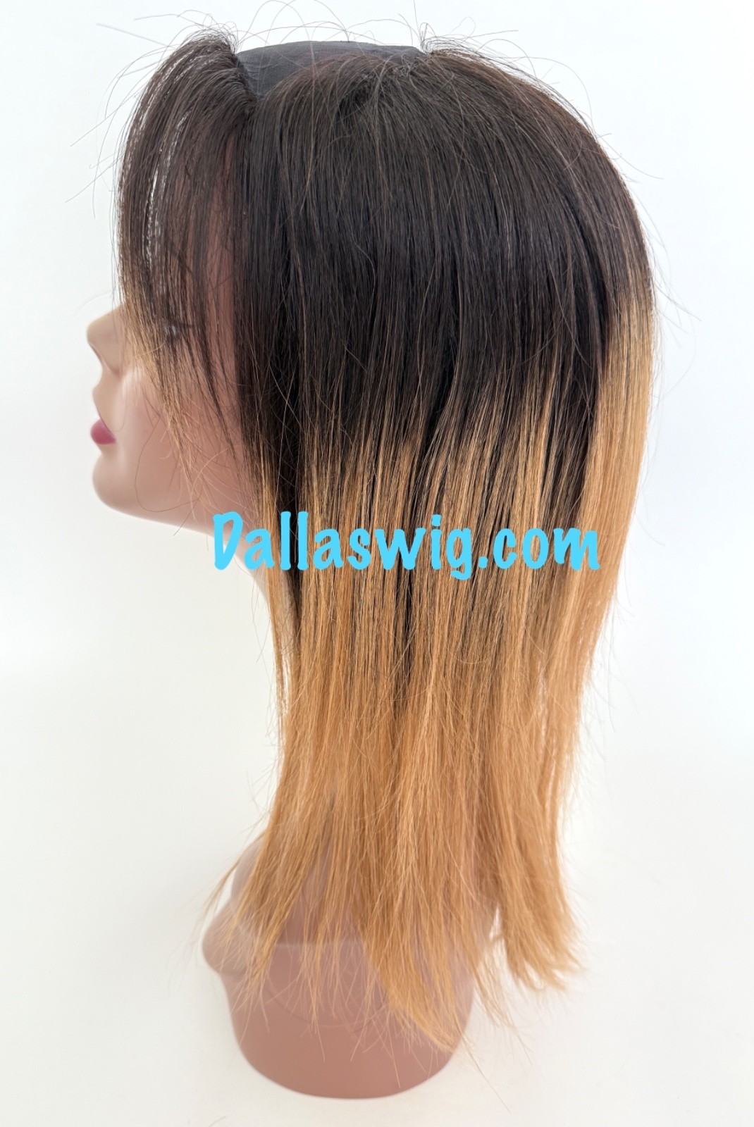 100% Human Hair Custom Halo Look Missing Crown V U Part 14″ Human Hair Wig