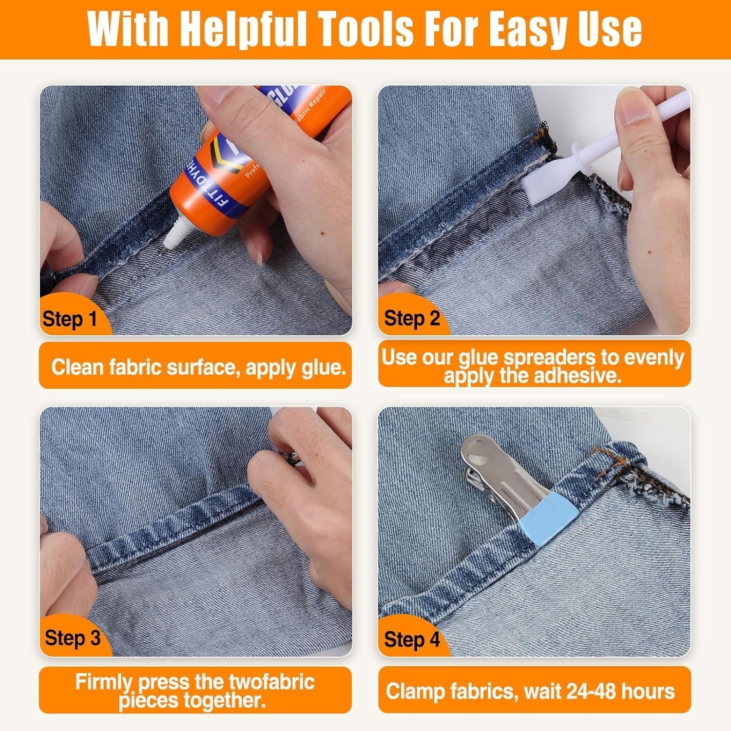 2 Pack Permanent Fabric Glue 60ML Washable Clear Adhesive for Clothes, Denim, Pa