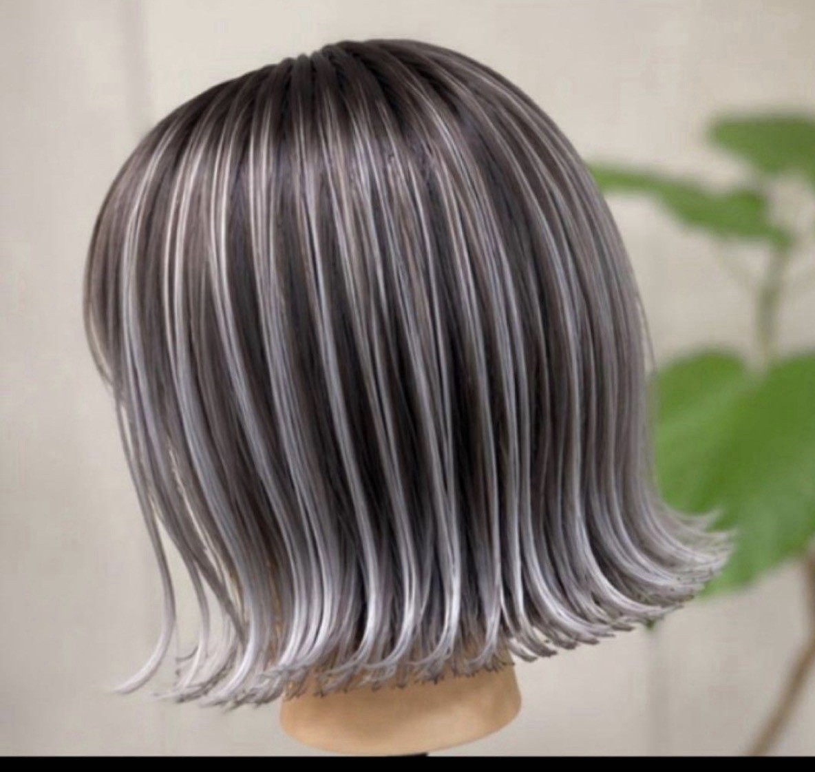 Ash White Silver Ombre Bob Wig with Highlights | Sheer Bangs | Clip-on | Cherie