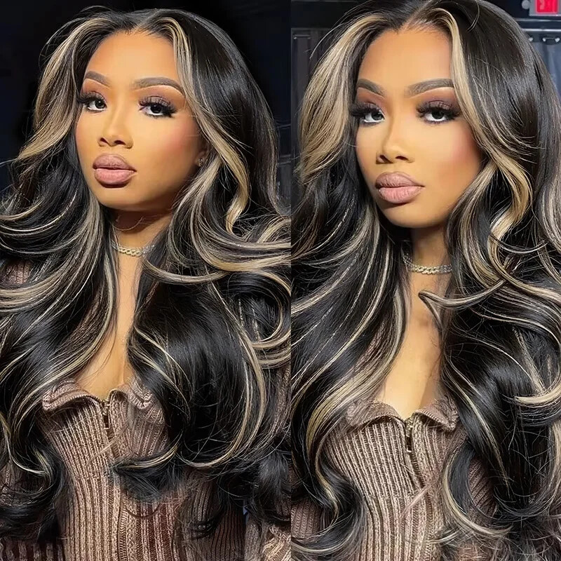 1B/27 Body Wave Wig Human Hair 13×4 HD Lace Frontal Wig Highlight Brazilian Hair