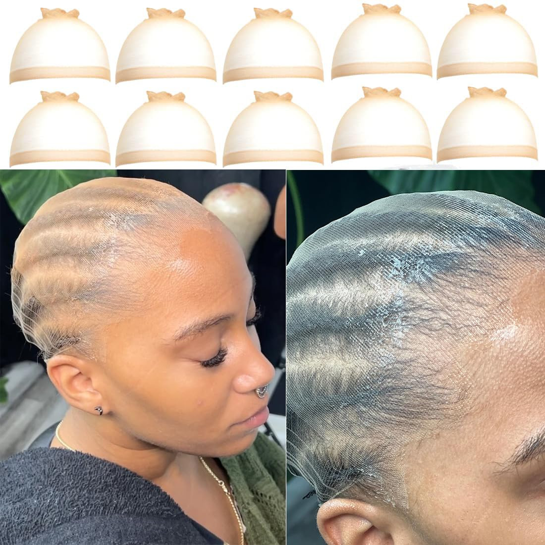 10 Pcs Transparent HD Wig Cap, Thin Nylon Cap for Women, Suitable for Parties, W