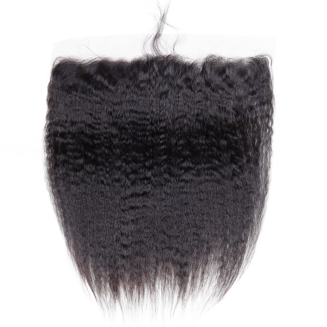 Brazilian Kinky Straight Yaki Human Hair 13×4 Ear to Ear Lace Frontal Closure