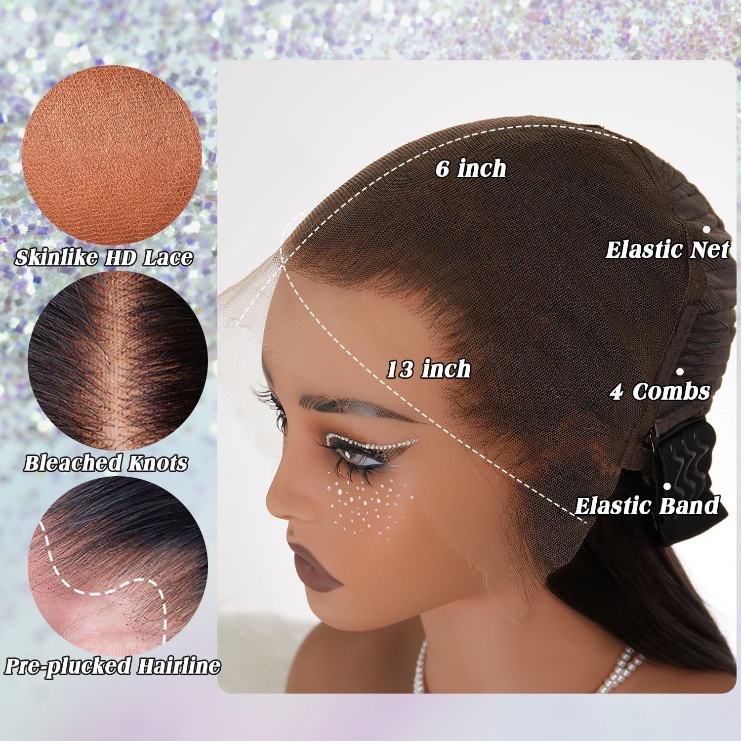 40″ Human Hair Lace Front Wig, 13×6 HD, Pre-Plucked, 200 Density, Ultra-Thin Lac