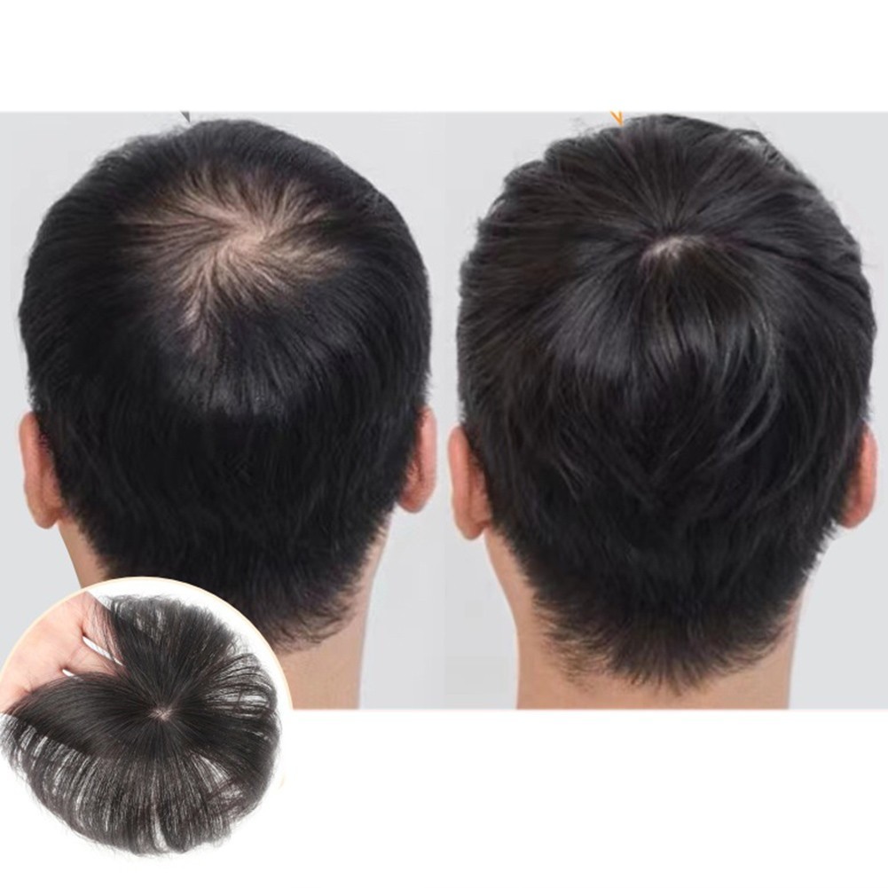 100% Real Human Hair Clip in Short Thin Hair For Men Hair Bangs Replacement