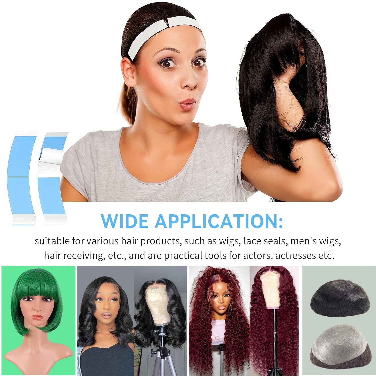60Pcs Wig Tape Double Sided Ultra Hold Waterproof Lace Tape for Wigs-Strong H…