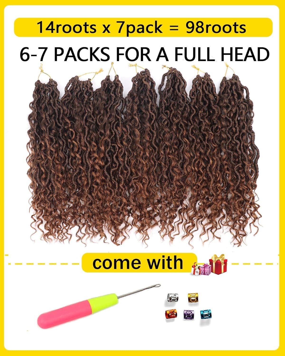 Goddess Locs Crochet Hair 14 Inch 7 Packs Curly Faux Crochet Hair Black Women