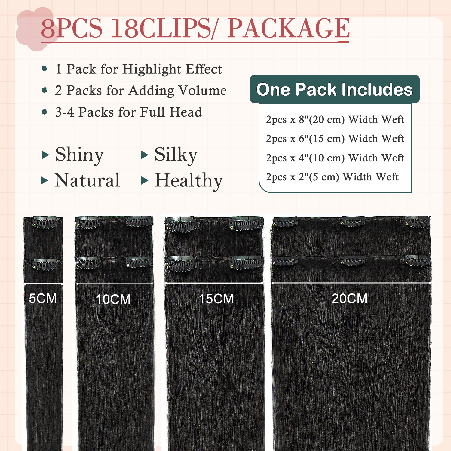 Premium Clip In 100% Real Human Remy Hair Extensions Full Head Highlight LONG US