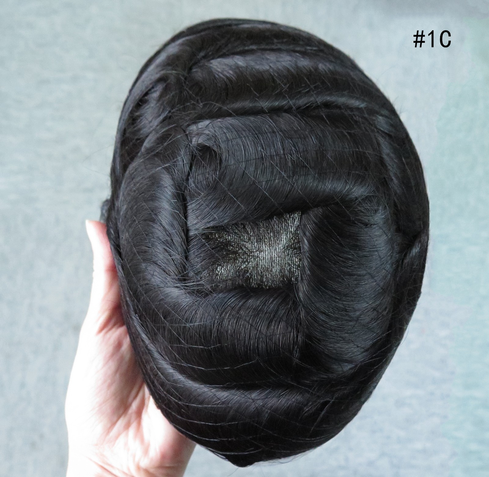 Mens Toupee Human Hair Replacement System Hairpiece Super Thin Skin Black 6×9#1C