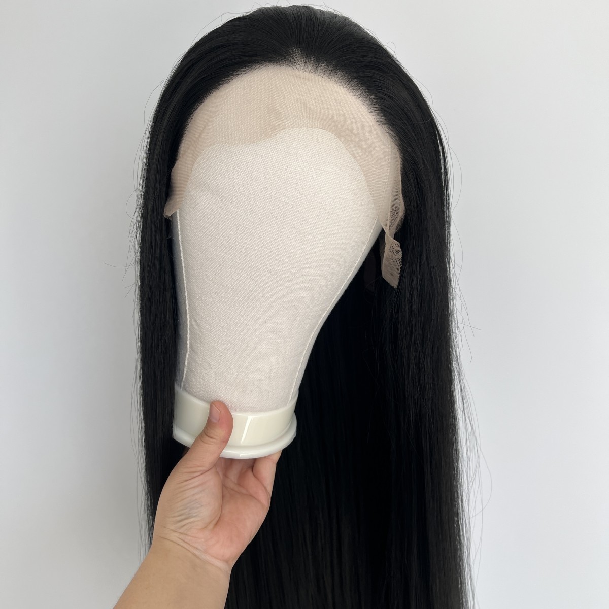 Long Straight Heat Resistant Hair Lace Frontal Wigs Off black Layered Soft