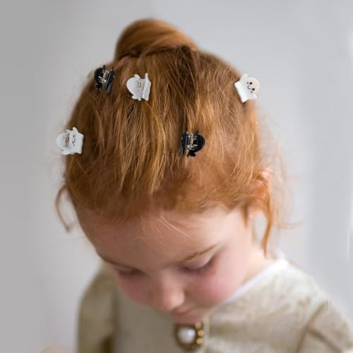 8Packs Mini Halloween Christmas Hair Clips,Spooky Cute Ghost black and white