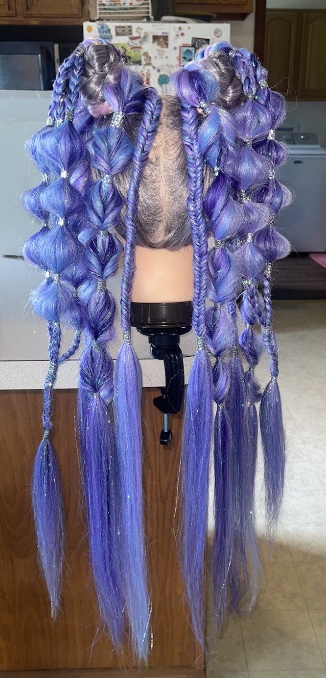 ✨💜Festival/Rave/Concert Pigtail Extensions – Handmade Purple & Blue Mix💙✨