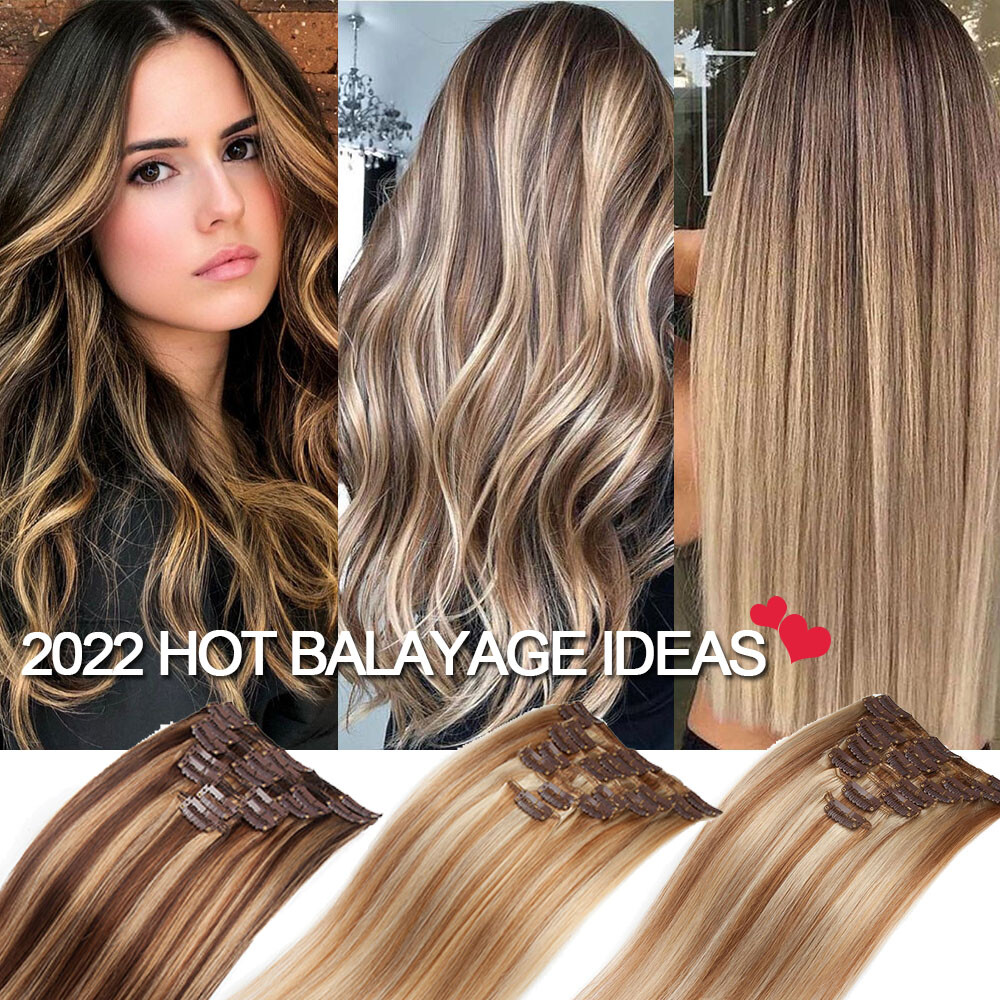 CLEARANCE 100% Human Hair Seamless Clip in Remy Hair Extensions Full Head 18″70g