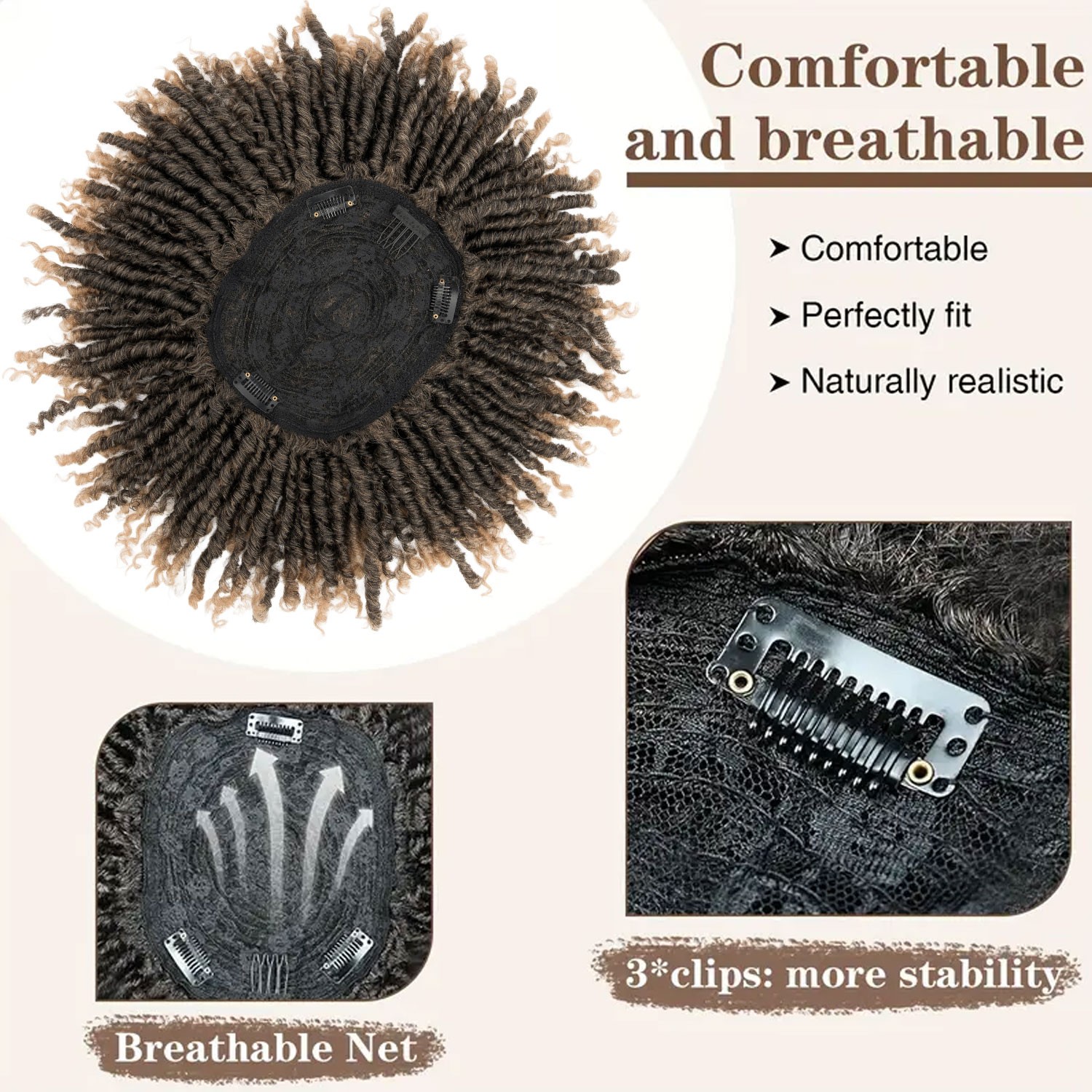 USA Dreadlock Toupee for Men Short Braided Hair Topper for Women Afro Curly Hair
