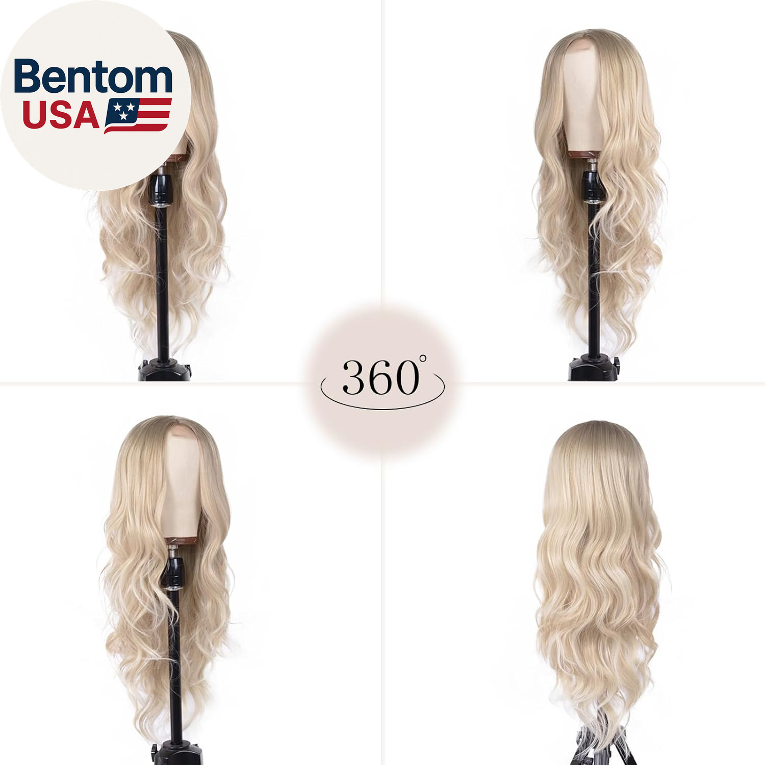 Long Ash Blonde Wavy Wig for Women 26 Inch Middle Part Curly Wavy Wig Natural Lo