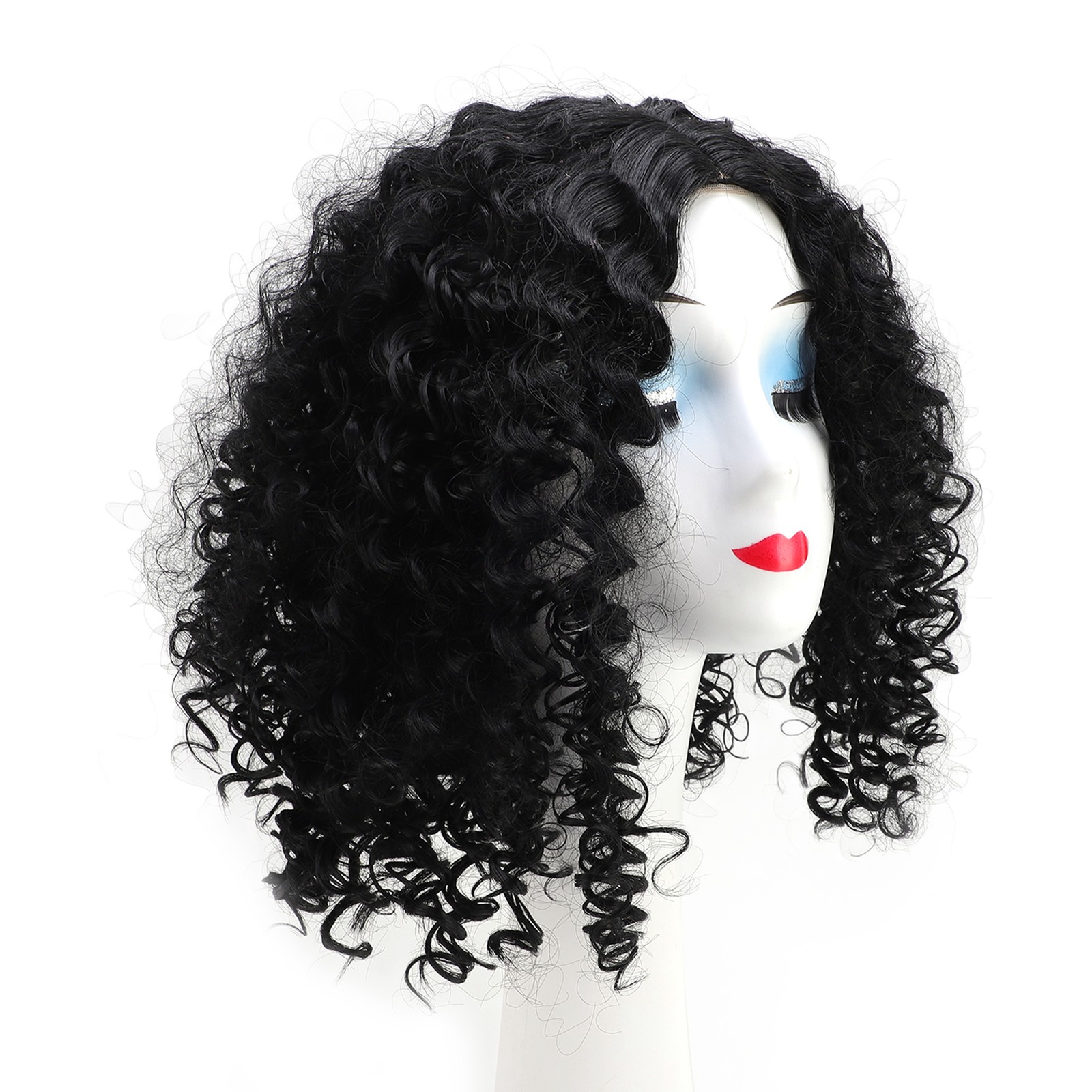 14in Short Curly Deep Wave Wig Middle Part Glueless Adjustable Size Women