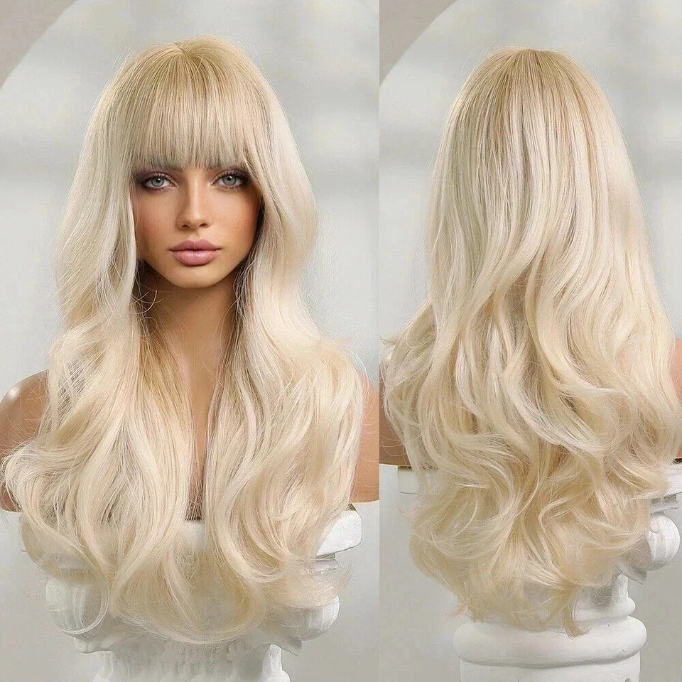 Women’s Long Natural Light Blond Wavy Wig 24 Inch
