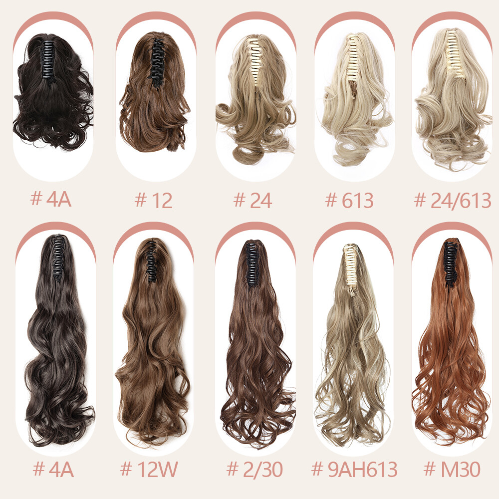 Claw Ponytail Long Curly Pony Tails Clip In Hair Extension Brown Highlight Thick